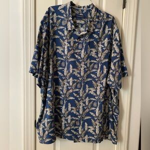 Tommy Bahama silk men’s tropical shirt 3XT Tall NWT Blue & ivory w hint of pink